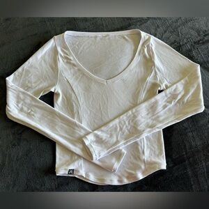 Oner Active Mellow Mid Ribbed V-Neck Size Small White